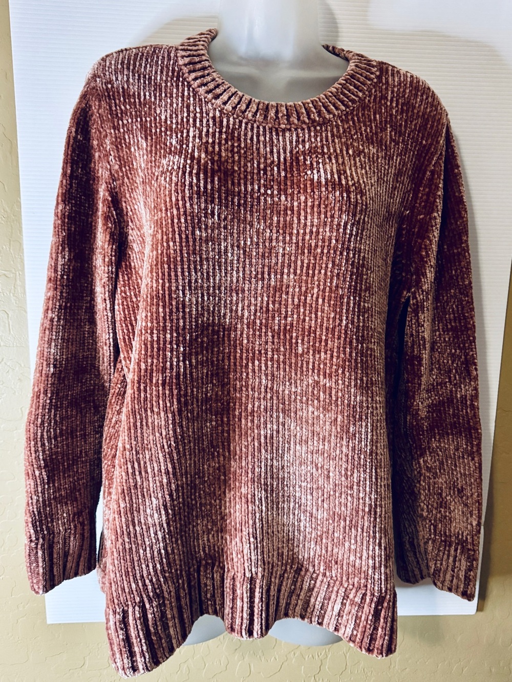 Orvis Jewel Tone Rose Dusty Pink/Silver Color Shift Chenille Soft Relaxed Fit Lg